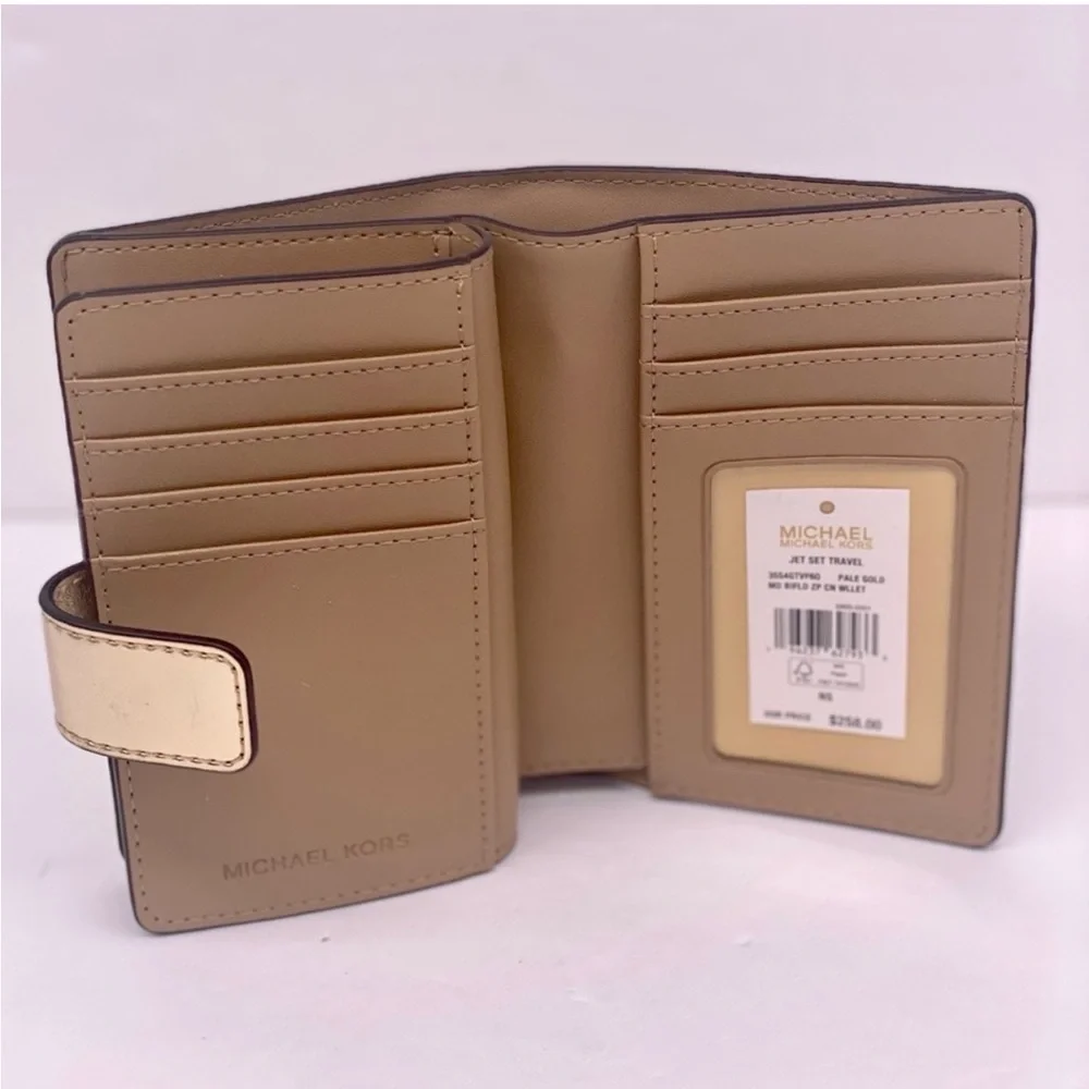 Michael Kors Gold Bifold Medium Wallet Pale Gold